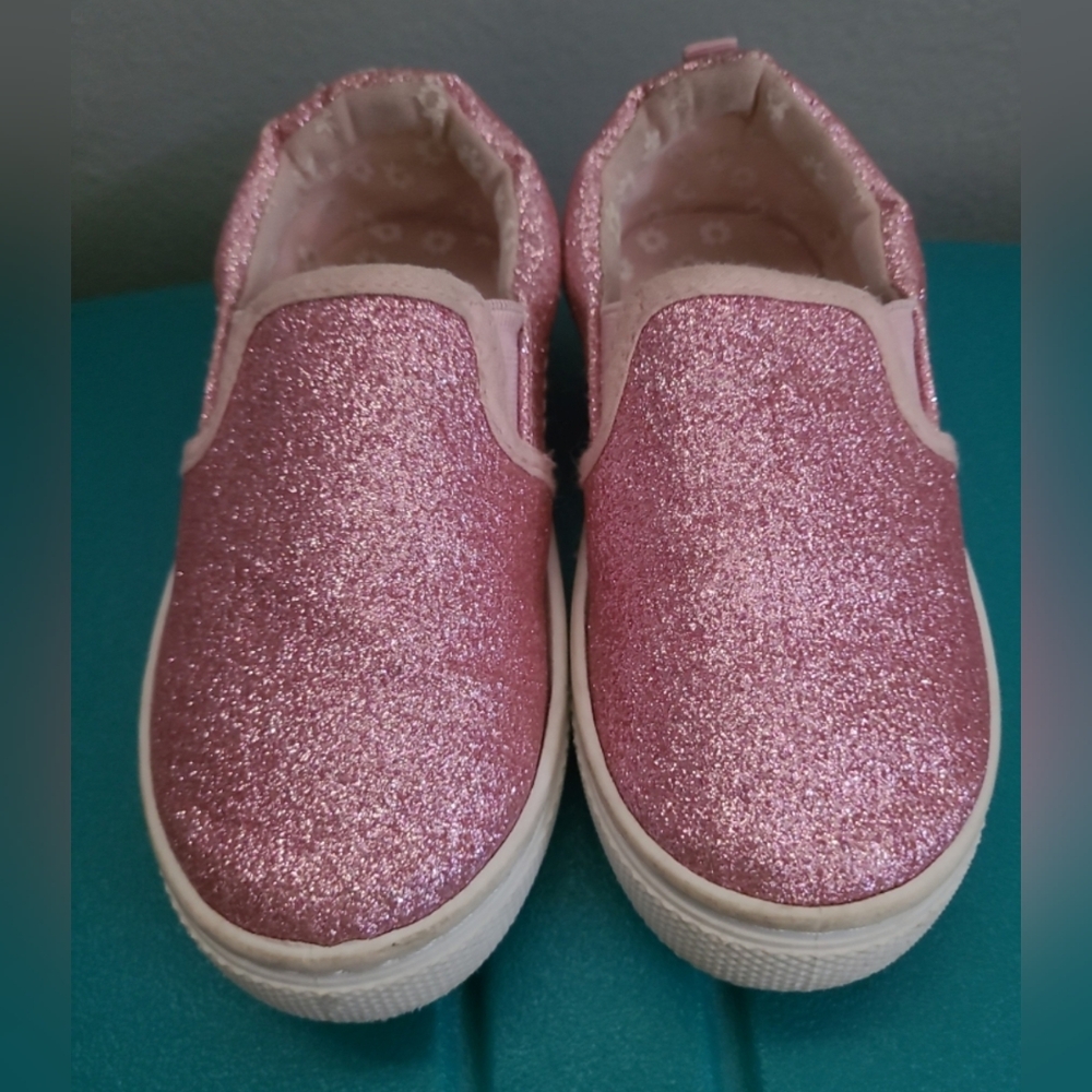 Sparkly Pink Kids Slip-On Sneakers
